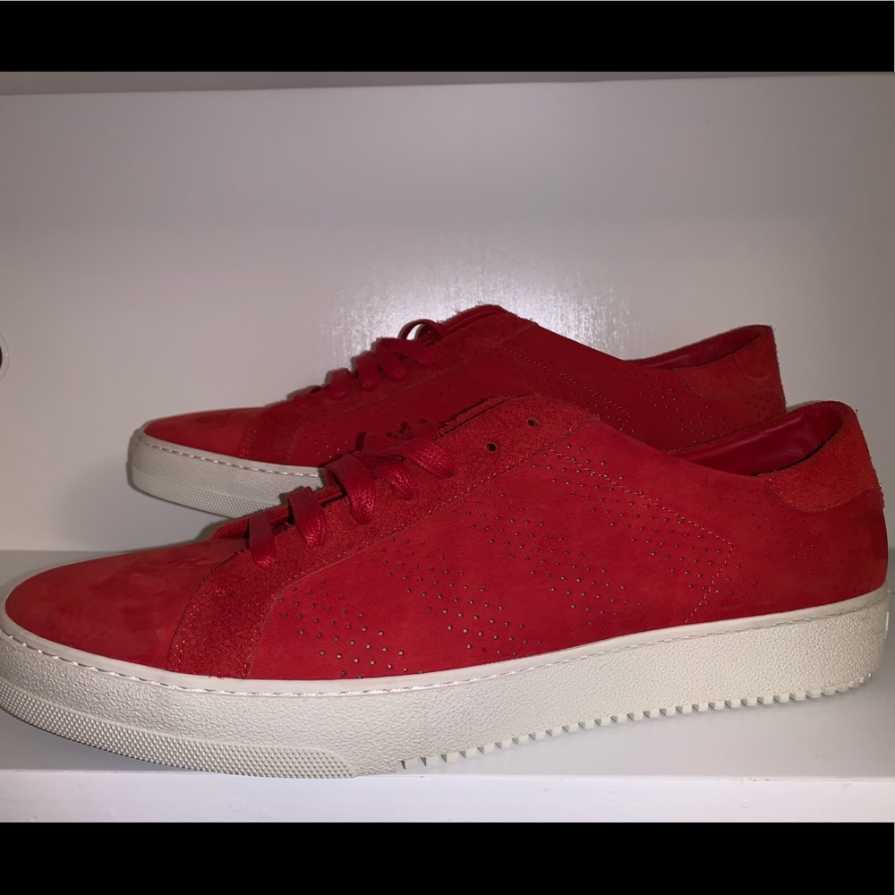Off White Red Suede Sneakers